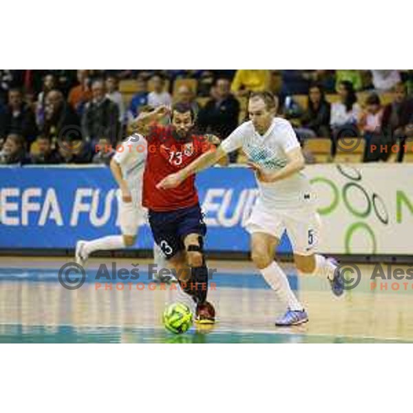 Kristjan Cujec of Slovenia during futsal match Slovenia-Noreway in European Futsal Championships Qualifiers in group 5 in Tri Lilije, Lasko, Slovenia on March 18, 2015