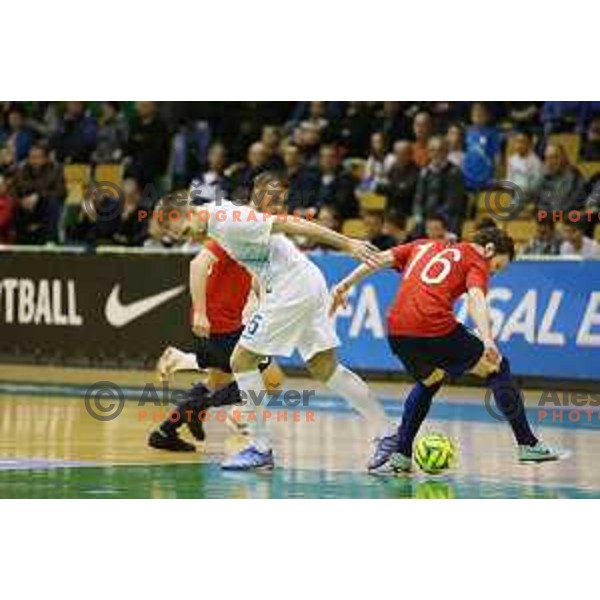 Kristjan Cujec of Slovenia during futsal match Slovenia-Noreway in European Futsal Championships Qualifiers in group 5 in Tri Lilije, Lasko, Slovenia on March 18, 2015