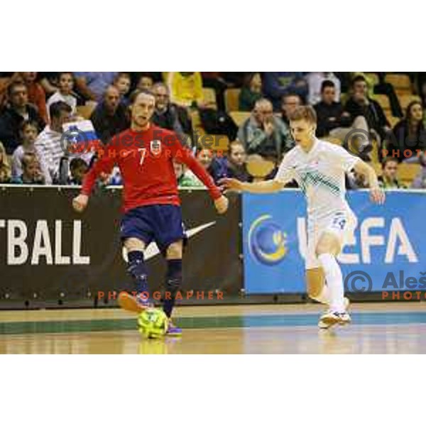 Matej Fidersek of Slovenia during futsal match Slovenia-Noreway in European Futsal Championships Qualifiers in group 5 in Tri Lilije, Lasko, Slovenia on March 18, 2015