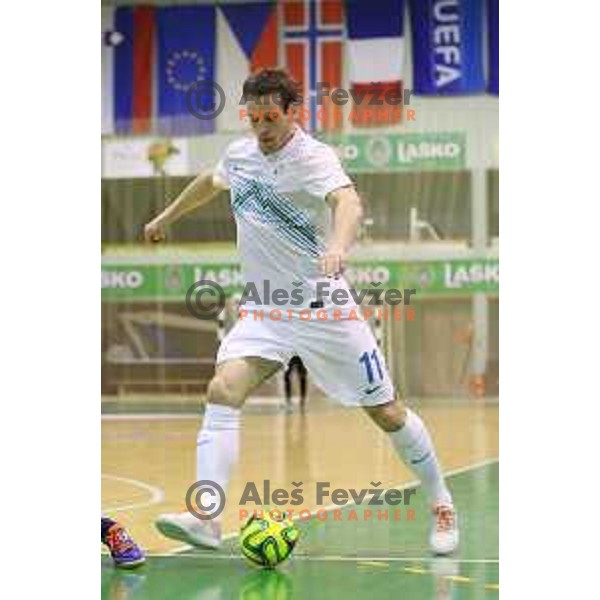 Tilen Stendler of Slovenia during futsal match Slovenia-Noreway in European Futsal Championships Qualifiers in group 5 in Tri Lilije, Lasko, Slovenia on March 18, 2015