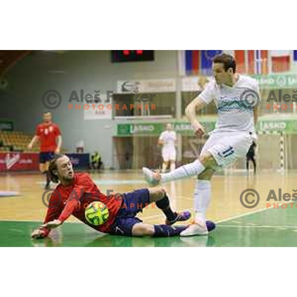 Tilen Stendler of Slovenia during futsal match Slovenia-Noreway in European Futsal Championships Qualifiers in group 5 in Tri Lilije, Lasko, Slovenia on March 18, 2015