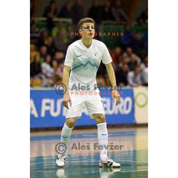 Matej Fidersek of Slovenia during futsal match Slovenia-Noreway in European Futsal Championships Qualifiers in group 5 in Tri Lilije, Lasko, Slovenia on March 18, 2015