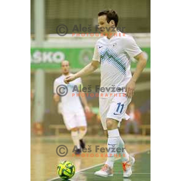 Tilen Stendler of Slovenia during futsal match Slovenia-Noreway in European Futsal Championships Qualifiers in group 5 in Tri Lilije, Lasko, Slovenia on March 18, 2015