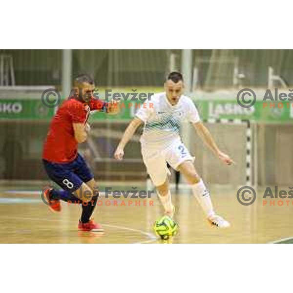 Rok Mordej of Slovenia during futsal match Slovenia-Noreway in European Futsal Championships Qualifiers in group 5 in Tri Lilije, Lasko, Slovenia on March 18, 2015