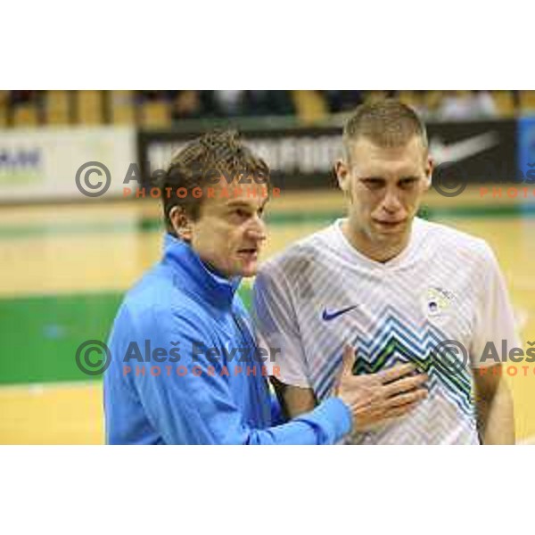 Andrej Dobovicnik, head coach of Slovenia and Alen Fetic during futsal match Slovenia-Noreway in European Futsal Championships Qualifiers in group 5 in Tri Lilije, Lasko, Slovenia on March 18, 2015