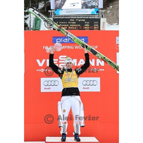 Peter Prevc of Slovenia at Ski flying competition during the Final of FIS Ski jumping World Cup in Planica, Slovenia on March 22, 2015