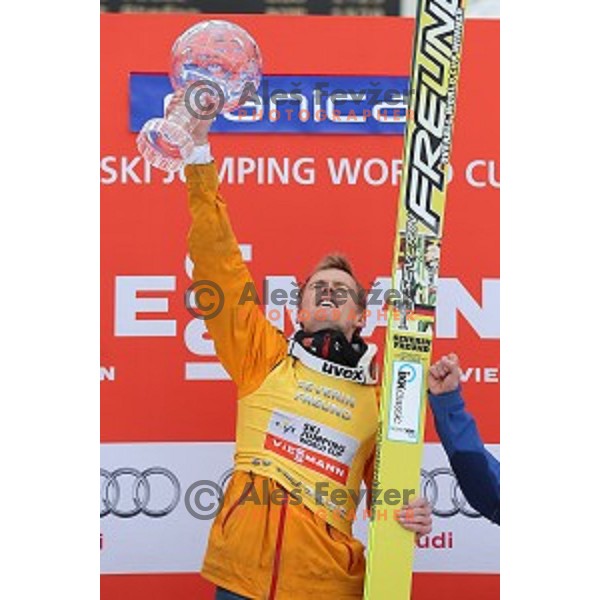 Severin Freund (GER), overall winner of FIS Ski jumping World Cup season 2014/2015 at the Final in Planica, Slovenia on March 22, 2015