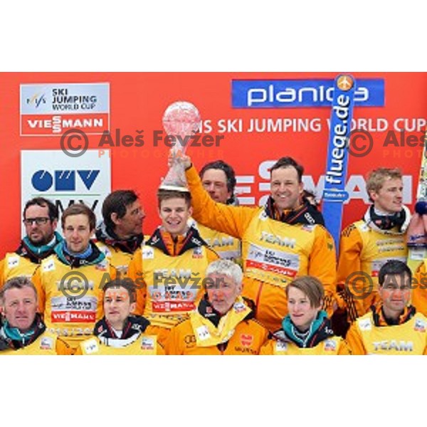 Team Germany and Severin Freund (GER), overall winner of FIS Ski jumping World Cup season 2014/2015 at the Final in Planica, Slovenia on March 22, 2015