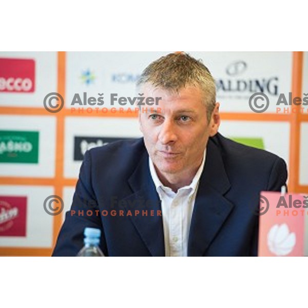 Damjan Novakovoic during Press conference before Telemach league for champion 2015, Ljubljana, Slovenia, on March 23, 2015