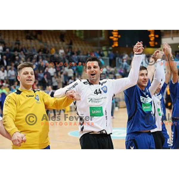 Dusan Podpecan in action during third place match at Slovenian Handball Cup 2015 between RD Koper 2013 and RK Dol TKI Hrastnik in Arena Bonifika, Koper, Slovenia on March 29, 2105