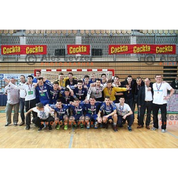 action during third place match at Slovenian Handball Cup 2015 between RD Koper 2013 and RK Dol TKI Hrastnik in Arena Bonifika, Koper, Slovenia on March 29, 2105