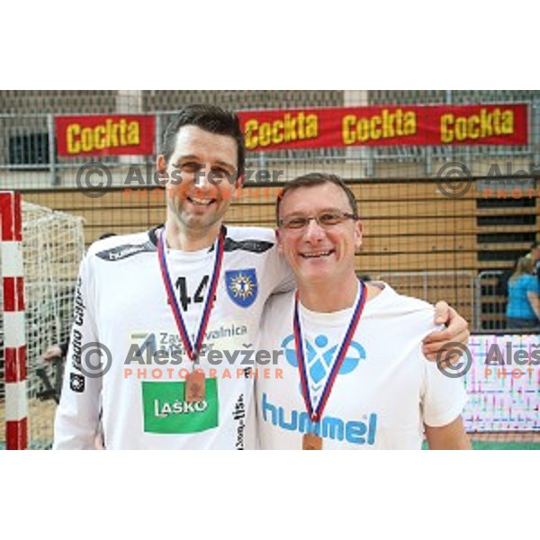 Dusan Podpecan and Zoran Jovicic after third place match at Slovenian Handball Cup 2015 between RD Koper 2013 and RK Dol TKI Hrastnik in Arena Bonifika, Koper, Slovenia on March 29, 2105