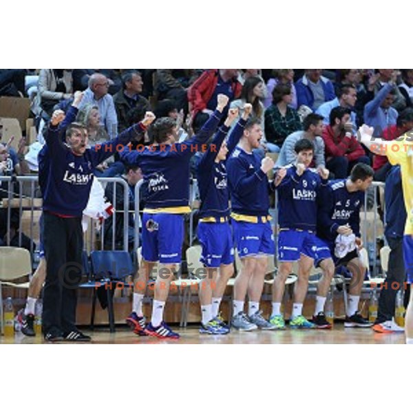 action during final match at Slovenian Handball Cup 2015 between Celje Pivovarna Lasko and Gorenje Velenje in Arena Bonifika, Koper, Slovenia on March 29, 2105