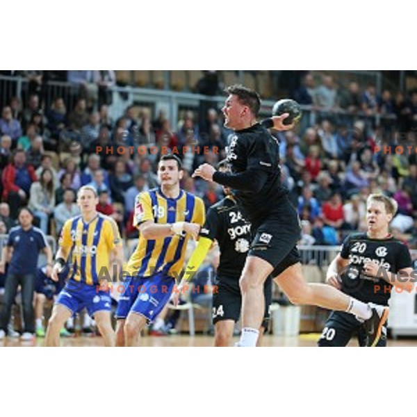 action during final match at Slovenian Handball Cup 2015 between Celje Pivovarna Lasko and Gorenje Velenje in Arena Bonifika, Koper, Slovenia on March 29, 2105