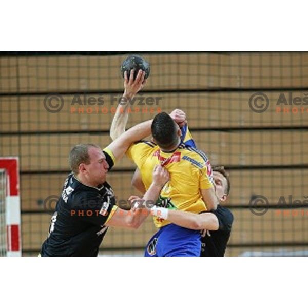 action during final match at Slovenian Handball Cup 2015 between Celje Pivovarna Lasko and Gorenje Velenje in Arena Bonifika, Koper, Slovenia on March 29, 2105