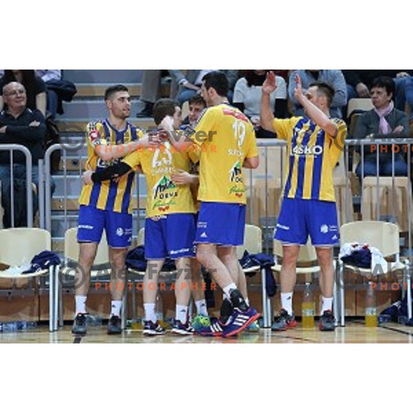 action during final match at Slovenian Handball Cup 2015 between Celje Pivovarna Lasko and Gorenje Velenje in Arena Bonifika, Koper, Slovenia on March 29, 2105