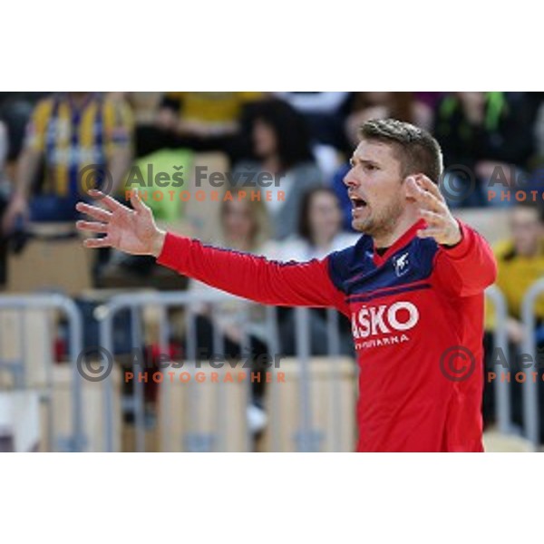 action during final match at Slovenian Handball Cup 2015 between Celje Pivovarna Lasko and Gorenje Velenje in Arena Bonifika, Koper, Slovenia on March 29, 2105