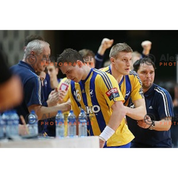 action during final match at Slovenian Handball Cup 2015 between Celje Pivovarna Lasko and Gorenje Velenje in Arena Bonifika, Koper, Slovenia on March 29, 2105