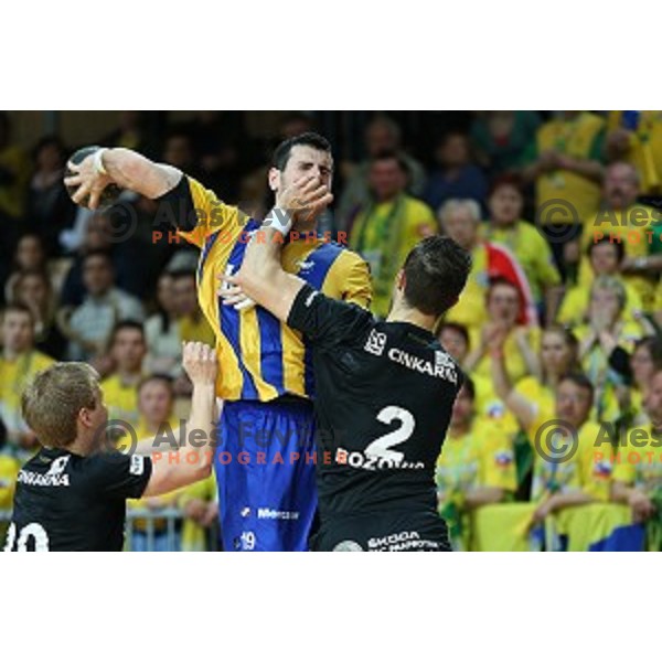 action during final match at Slovenian Handball Cup 2015 between Celje Pivovarna Lasko and Gorenje Velenje in Arena Bonifika, Koper, Slovenia on March 29, 2105