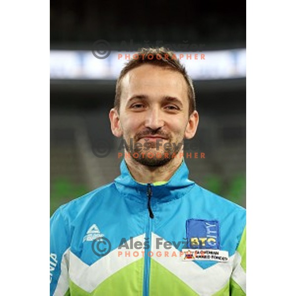Saso Bertoncelj at practice session before Artistic Gymnastics World Cup in Stozice Hall, Ljubljana, Slovenia on April 2, 2015