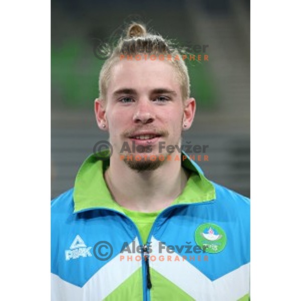 Peter Lampret at practice session before Artistic Gymnastics World Cup in Stozice Hall, Ljubljana, Slovenia on April 2, 2015