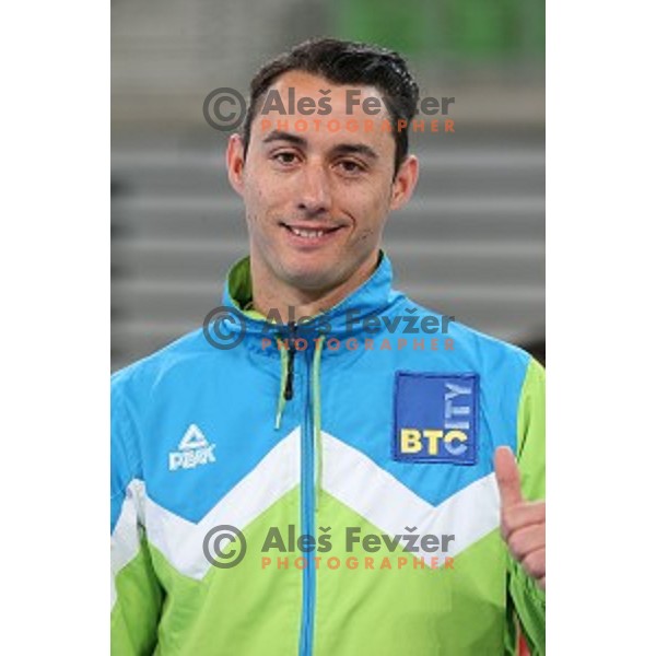 Alen Dimic at practice session before Artistic Gymnastics World Cup in Stozice Hall, Ljubljana, Slovenia on April 2, 2015