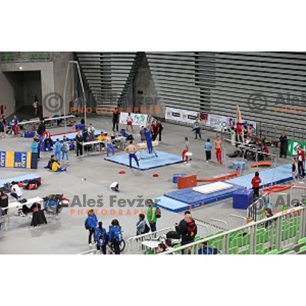 practice session before Artistic Gymnastics World Cup in Stozice Hall, Ljubljana, Slovenia on April 2, 2015