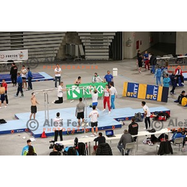 practice session before Artistic Gymnastics World Cup in Stozice Hall, Ljubljana, Slovenia on April 2, 2015