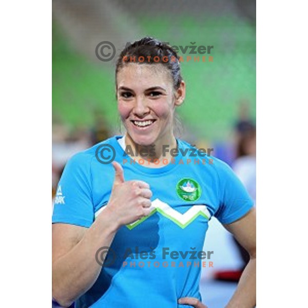 Sasa Golob during practice session before Artistic Gymnastics World Cup in Stozice Hall, Ljubljana, Slovenia on April 2, 2015