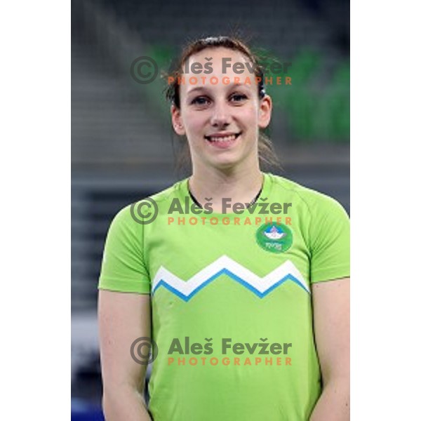 Ivana Kamnikar at practice session before Artistic Gymnastics World Cup in Stozice Hall, Ljubljana, Slovenia on April 2, 2015