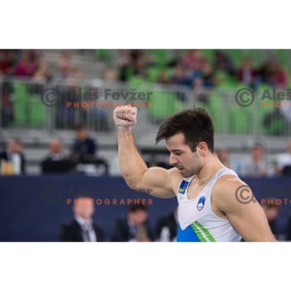 Rok Klavora (SLO) in action during Arstistic Gymnastics World Challange Cup Ljubljana 2015, in Stozice Hall,Ljubljana, Slovenia, on April 4th, 2015