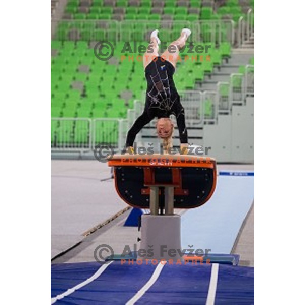Teja Belak (SLO) in action during Arstistic Gymnastics World Challange Cup Ljubljana 2015, in Stozice Hall,Ljubljana, Slovenia, on April 4th, 2015