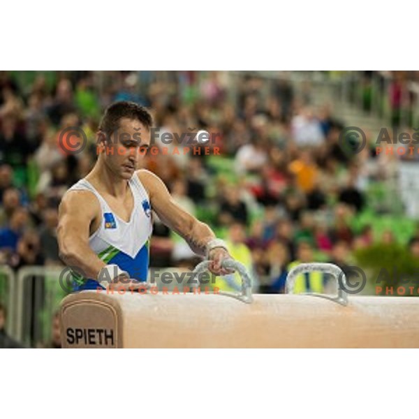 Saso Bertoncelj (SLO) in action during Arstistic Gymnastics World Challange Cup Ljubljana 2015, in Stozice Hall,Ljubljana, Slovenia, on April 4th, 2015