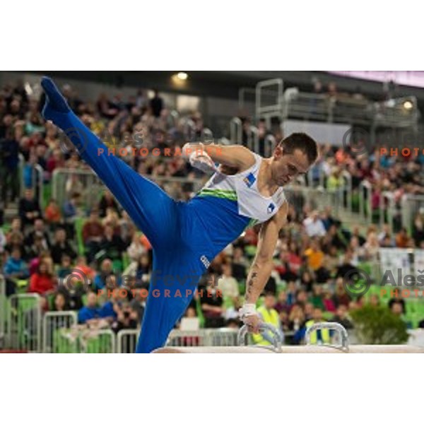 Saso Bertoncelj (SLO) in action during Arstistic Gymnastics World Challange Cup Ljubljana 2015, in Stozice Hall,Ljubljana, Slovenia, on April 4th, 2015