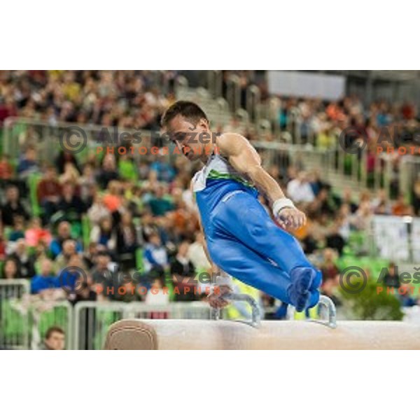 Saso Bertoncelj (SLO) in action during Arstistic Gymnastics World Challange Cup Ljubljana 2015, in Stozice Hall,Ljubljana, Slovenia, on April 4th, 2015