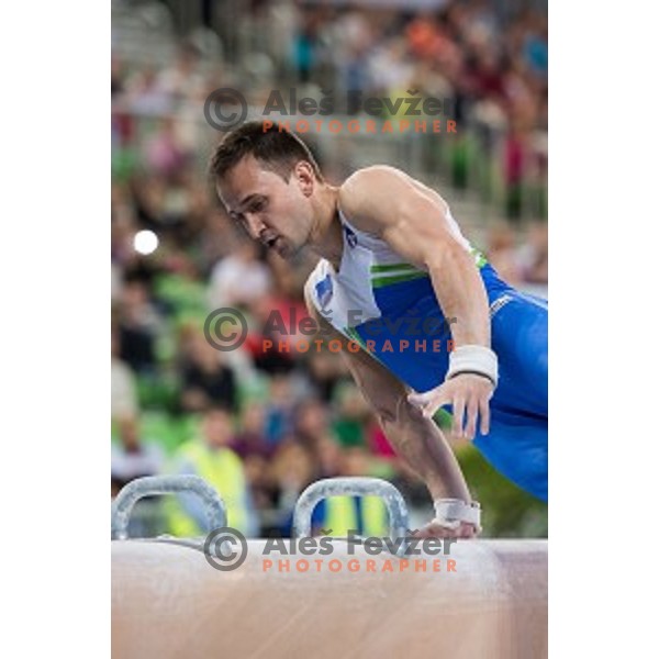 in action during Arstistic Gymnastics World Challange Cup Ljubljana 2015, in Stozice Hall,Ljubljana, Slovenia, on April 4th, 2015