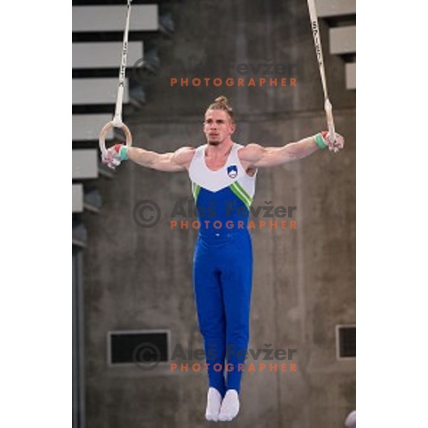 Peter Lampret of Slovenia in action during Arstistic Gymnastics World Challange Cup Ljubljana 2015, in Stozice Hall, Ljubljana, Slovenia, on April 4th, 2015