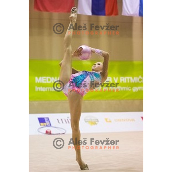 Aja Jerman (SLO) in action during 28. MTM - International Tournamnt in Rhytmic Gymnastics, in Arena Krim, Ljubljana, Slovenia, on April 4th, 2015