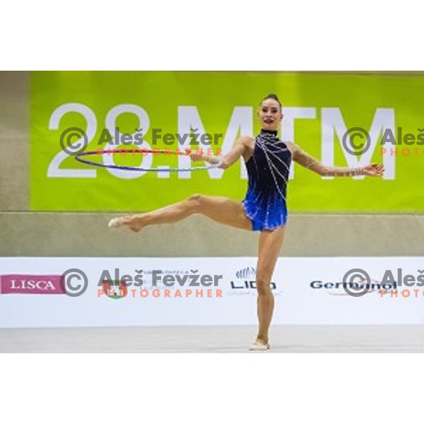 Spela Kratochwill (SLO) in action during 28. MTM - International Tournamnt in Rhytmic Gymnastics, in Arena Krim, Ljubljana, Slovenia, on April 4th, 2015