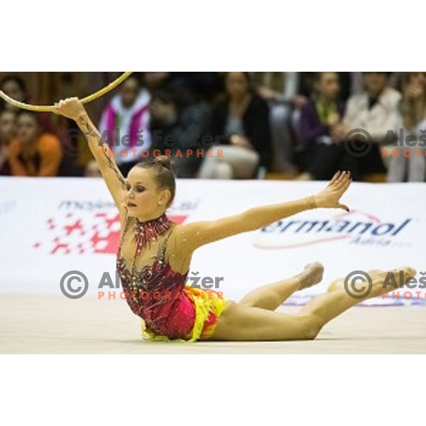 Karmen Petan (SLO) in action during 28. MTM - International Tournamnt in Rhytmic Gymnastics, in Arena Krim, Ljubljana, Slovenia, on April 4th, 2015