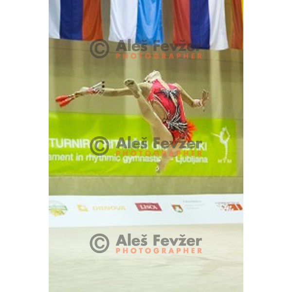 Aja Jerman (SLO) in action during 28. MTM - International Tournamnt in Rhytmic Gymnastics, in Arena Krim, Ljubljana, Slovenia, on April 4th, 2015