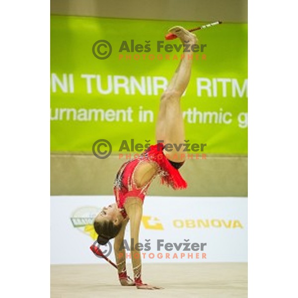 Aja Jerman (SLO) in action during 28. MTM - International Tournamnt in Rhytmic Gymnastics, in Arena Krim, Ljubljana, Slovenia, on April 4th, 2015
