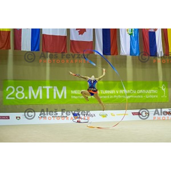 Karmen Petan (SLO) in action during 28. MTM - International Tournamnt in Rhytmic Gymnastics, in Arena Krim, Ljubljana, Slovenia, on April 4th, 2015