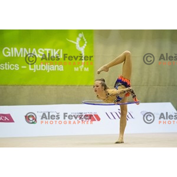 Aja Jerman (SLO) in action during 28. MTM - International Tournamnt in Rhytmic Gymnastics, in Arena Krim, Ljubljana, Slovenia, on April 4th, 2015