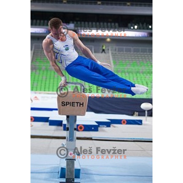 Oleg Verniaiev of Ukraine in action during Arstistic Gymnastics World Challange Cup Ljubljana 2015, in Stozice Hall, Ljubljana, Slovenia, on April 4th, 2015