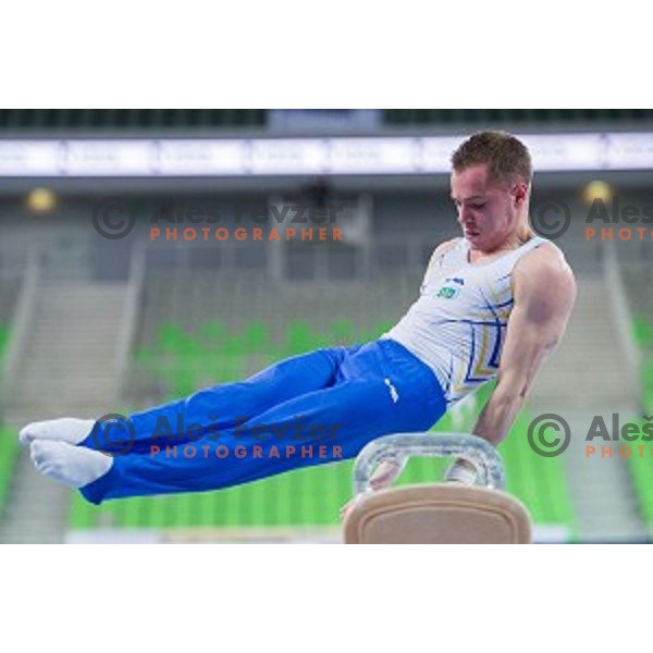 Oleg Verniaiev of Ukraine in action during Arstistic Gymnastics World Challange Cup Ljubljana 2015, in Stozice Hall, Ljubljana, Slovenia, on April 4th, 2015