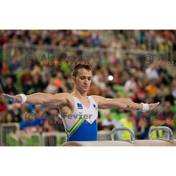 Saso Bertoncelj (SLO) in action during Arstistic Gymnastics World Challange Cup Ljubljana 2015, in Stozice Hall,Ljubljana, Slovenia, on April 4th, 2015