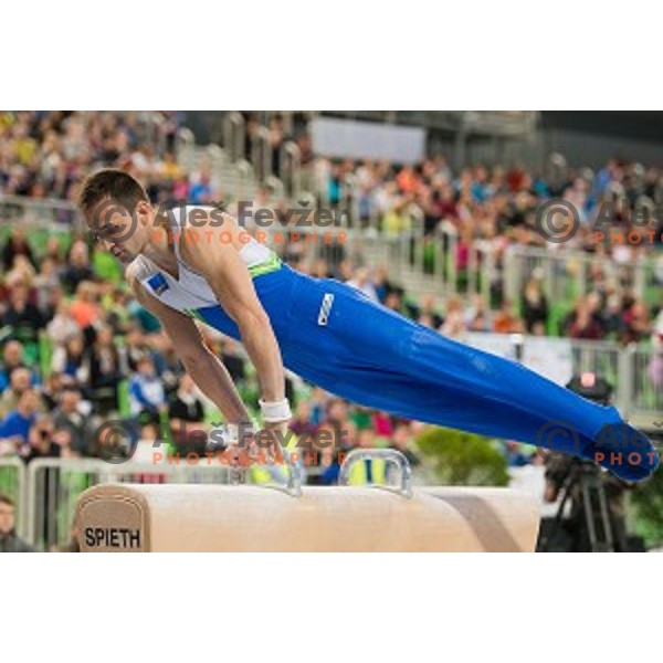 Saso Bertoncelj (SLO) in action during Arstistic Gymnastics World Challange Cup Ljubljana 2015, in Stozice Hall,Ljubljana, Slovenia, on April 4th, 2015