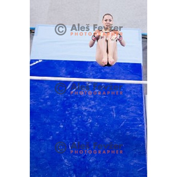Kitti Honti of Hungry in action during Arstistic Gymnastics World Challange Cup Ljubljana 2015, in Stozice Hall, Ljubljana, Slovenia, on April 4th, 2015