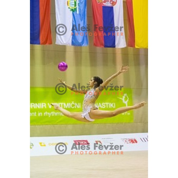 Yulia Sinitsyna (RUS) in action during 28. MTM - International Tournamnt in Rhytmic Gymnastics, in Arena Krim, Ljubljana, Slovenia, on April 4th, 2015